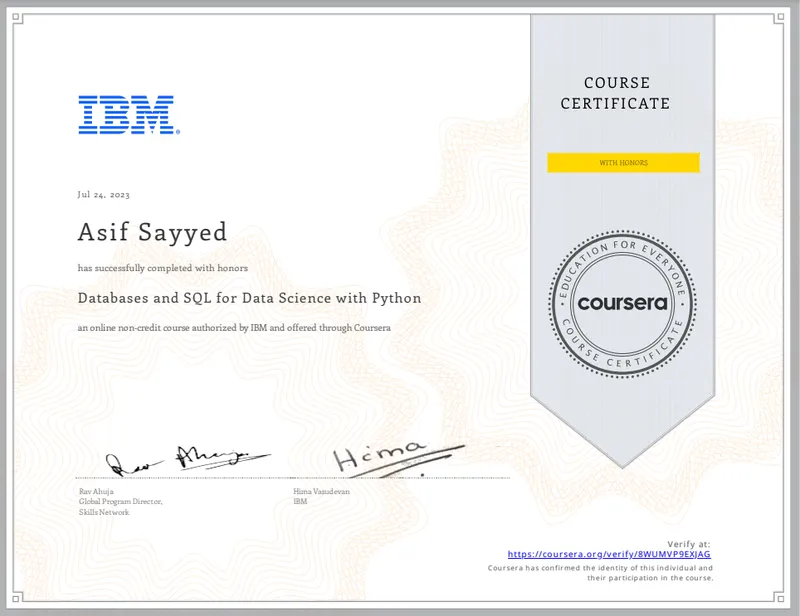 Databases and SQL for Data Science with Python
