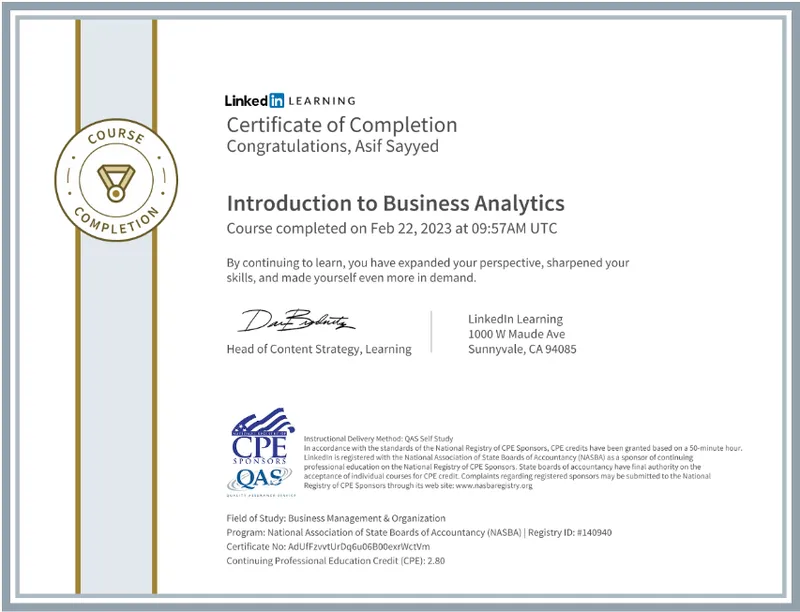 Introduction to Business Analytics